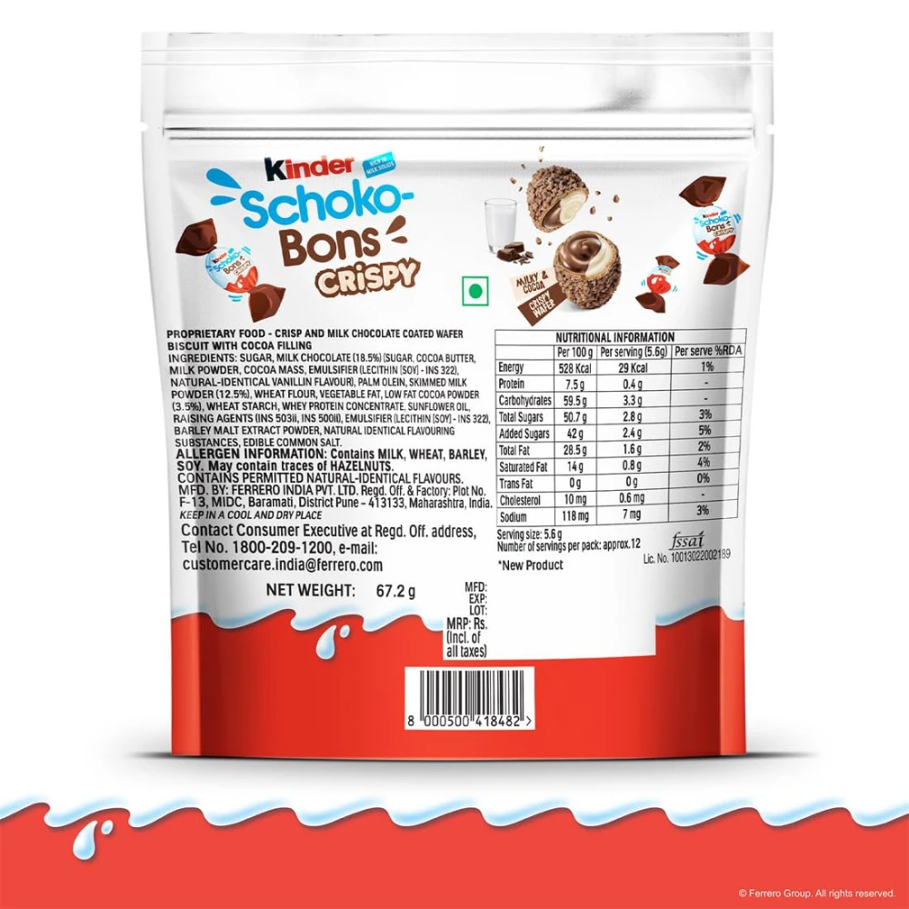 Kinder Schoko-Bons Crispy, Milk Chocolate Wafer