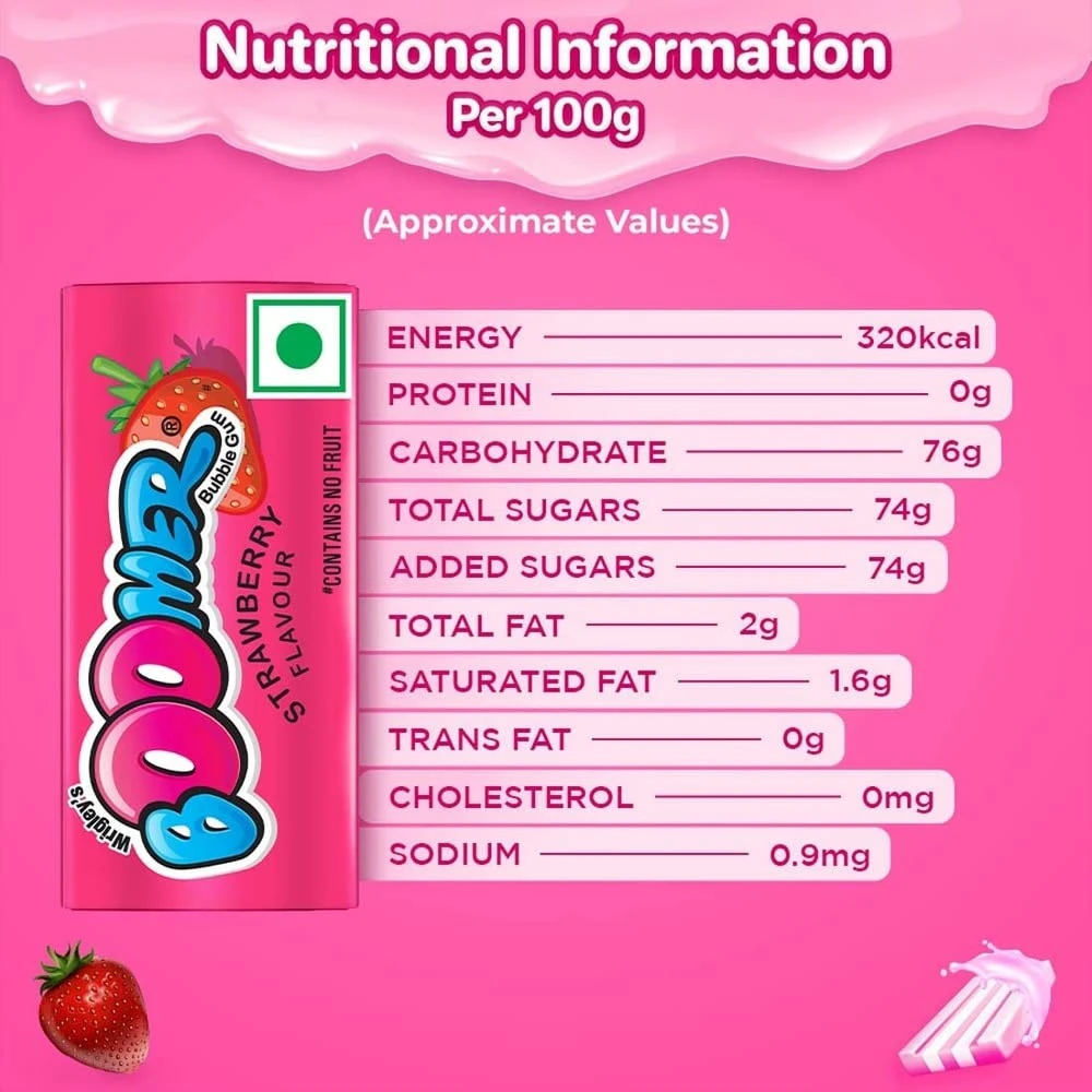 3pc Boomer Bubble Chewing Gum Strawberry Flavoured jar