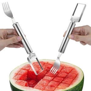M ved 2-in-1 Watermelon Fork Slicer Cutter: Watermelon cube cutter