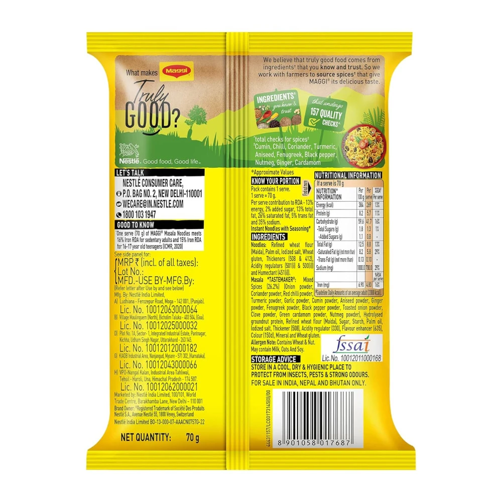 2-Minute Instant Noodles,Masala Noodles 70gm(10)