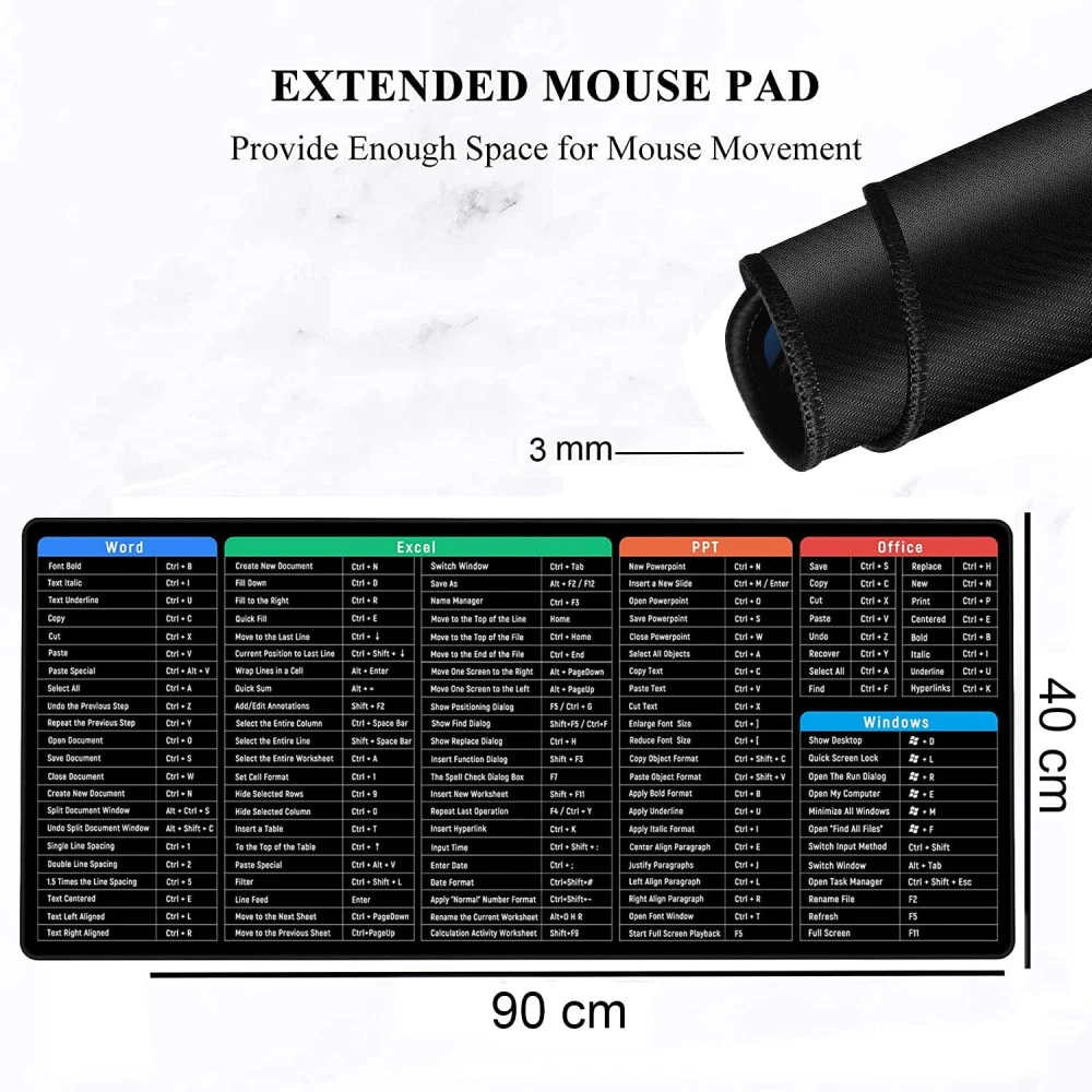 Microsoft Office Keyboard Shortcuts Mouse Pad