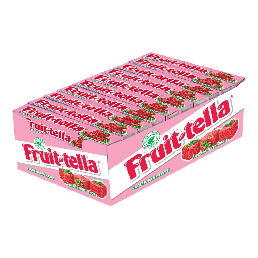 Fruitella, Strawberry Flavour, Chewy Toffee Stick Pack, 900 gram- Pack of 20