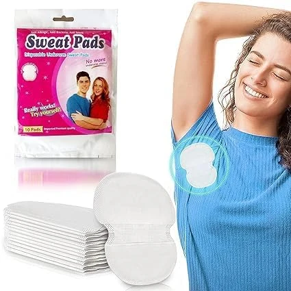 10 Pcs Underarm Sweat Pads, Armpit Sweat Pads for Women and Men, Disposable Underarm Shields Pads for Clothing Sweating Comfortable Unflavored Non Sweat Armpit Protection