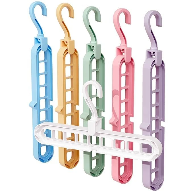 Set of 4 Space Saving Hangers Multifunctional Smart Closet Organizer/Wardrobe Clothing Cascading Hanger 9 Slots/Design for Heavy Clothes, Shirts Pants Dresses