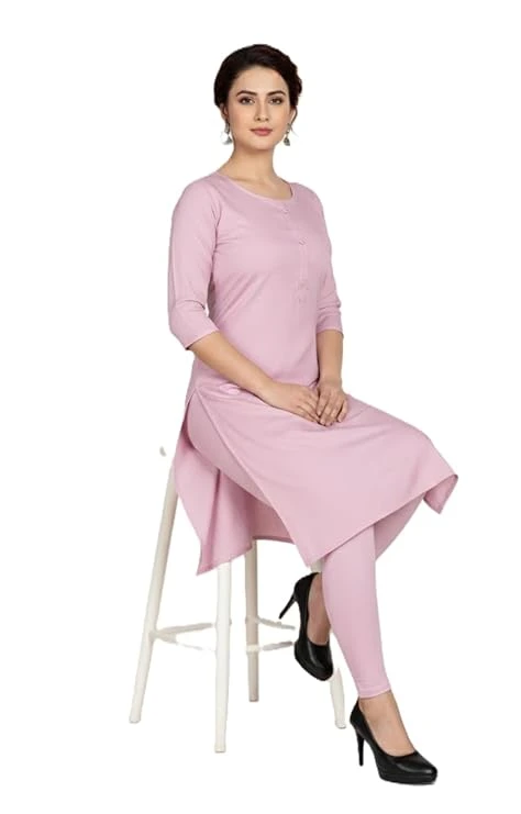 Pick Cell Women’s Light Purple Plain Straight Kurti | Soft and Breathable Cotton Blend Ethnic Wear | Comfortable Daily, Office and Festive Outfit for Women and Girls