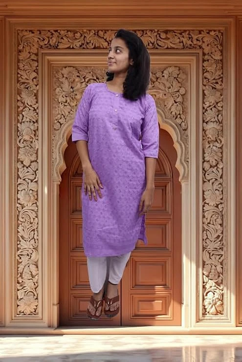 Pick Cell Embroidery Kurti for Women and Cotton Blend | Regular Fit and Machine Washable | Elegant Casual and Festive Kurti Search this page
