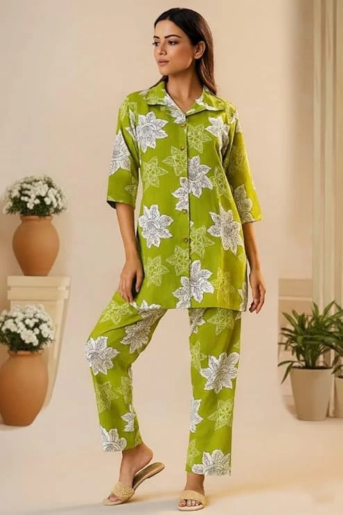 Brand: Pick Cell Pick Cell Women’s Printed Co-Ord Set | Delta Fabric Floral Shirt & Pant Set | Casual & Regular Wear Outfit for Women Search this page