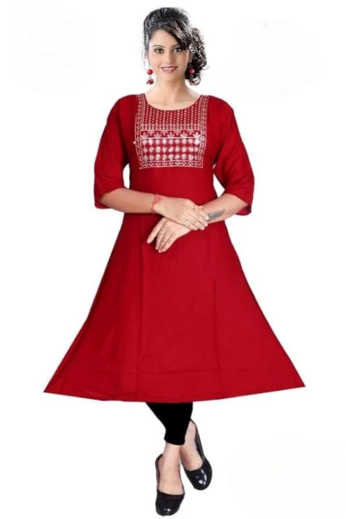 Pick Cell Navya Heavy Rayon Kurti for Women with Neck Embroidery Work | Stylish Ethnic Top | Soft Breathable Straight Fit Kurta for Office and Casual Outings Search this page