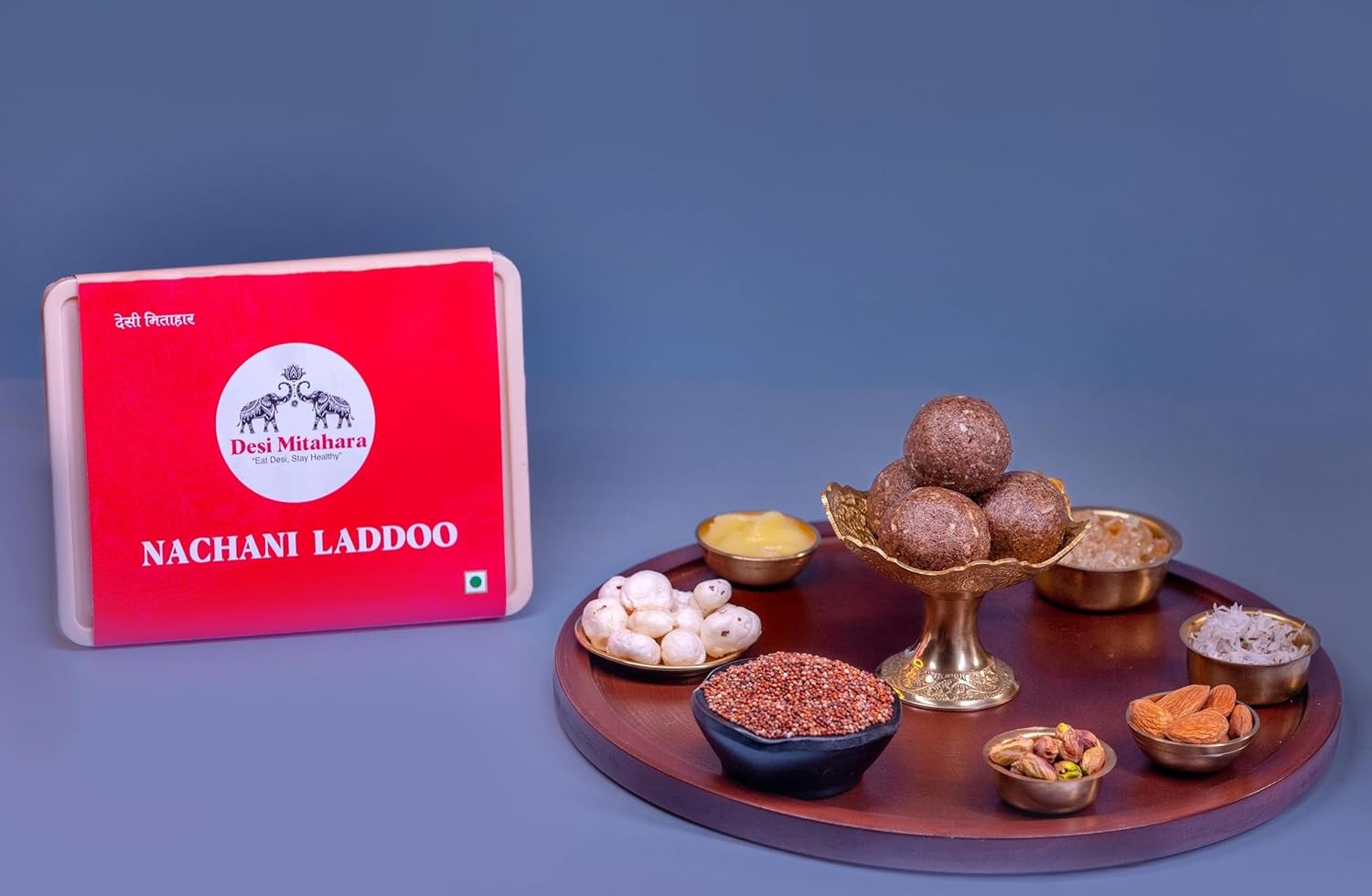 DESI MITAHARA – Nachani Ladoo - Made with Ragi, Jaggery & Cow Ghee - Traditional Indian Sweet - Healthy, Nutritious Snack - 480g Pack - No Artificial Colours - Suitable for All Ages