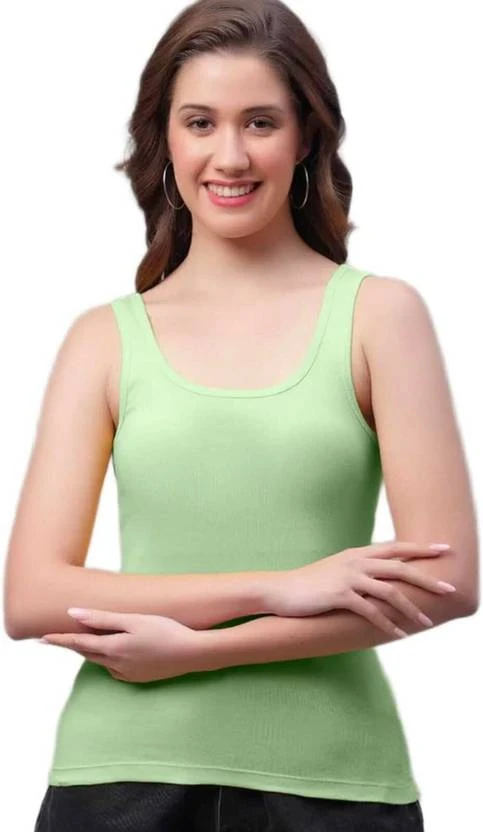 Casual Sleeveless Solid Women Light Green Top