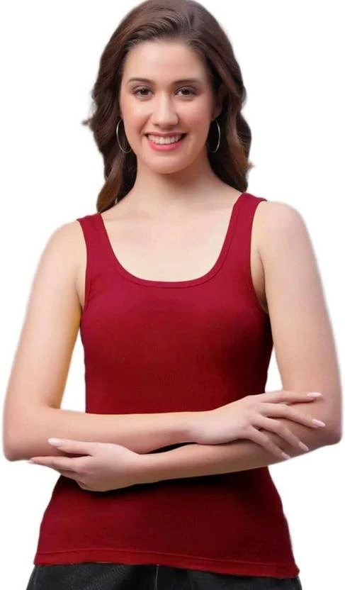 Casual Sleeveless Solid Women  Maroon Top