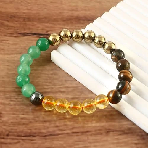 Dhan Yog Bracelet | Attracts Wealth & Financial Prosperity | Pyrite, Citrine, & Aventurine bracelet | Astrology Dhanyog Bracelet for Men & Women | Certificate of Authenticity