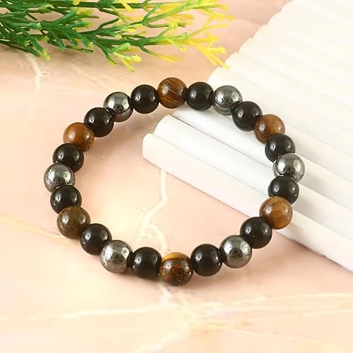 Original Triple Protection Bracelet | Certificate of Authenticity | For Inner Power, Confidence and Positive Energy | Astrology Bracelet for Men and Women | Beautifully Crafted with Healing Crystals