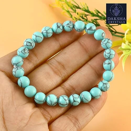 Natural Turquoise Bracelet | Certificate of Authenticity | For Positive Energy, Good Fortune and Emotional Balance | Astrology Bracelet for Men and Women | Beautifully Crafted with Healing Crystals