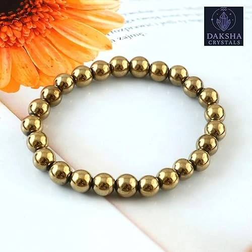 Golden Pyrite Bracelet | Certificate of Authenticity | For Abundance, Prosperity and Success | Astrology Bracelet for Men and Women | Beautifully Crafted with Healing Crystals