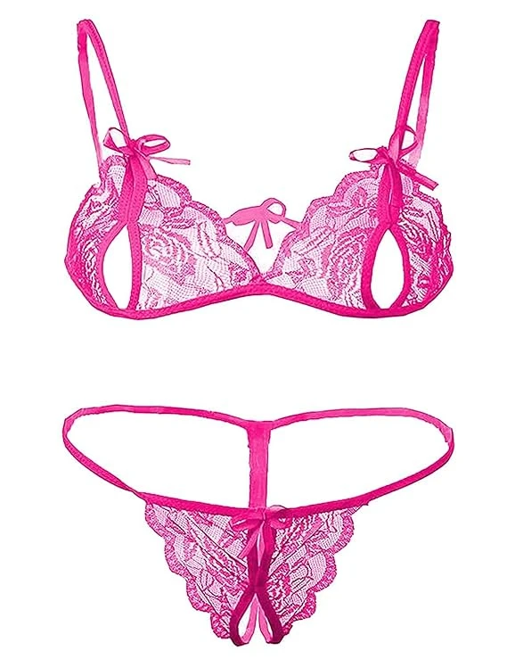 VIRALX10 Babydoll Bikini Set | Non-Padded Bra & Panty | Nightwear/Lingerie/Negligee | Hot for Couples Honeymoon/First Night/Anniversary for Women/Ladies/Girls Size Small color Pink