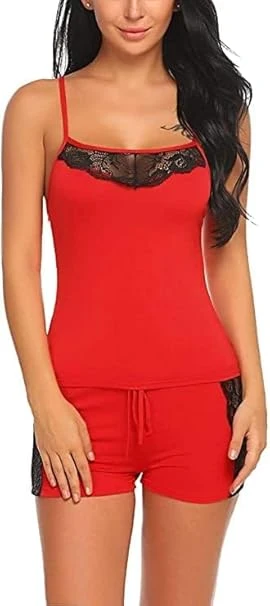 VIRALX10 Women Babydoll Set Color Red Size Small
