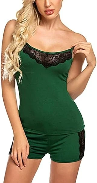 VIRALX10 Women Babydoll Set Color Green Size Small