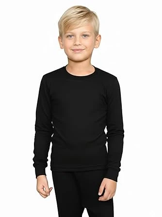 Wool Boys Full Sleeves Round Neck Thermal Top | Thermal High Neck Top for Kids | Boys' Plain Cotton Thermal Top | Pack of 1 |