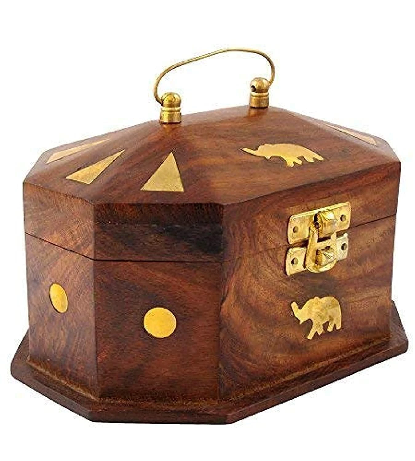 Handmade Wooden Jewellery Box For Women - Wood Brown Mix | Durable & Elegant Jewel Organizer With Elephant Décor | Jewellery Storage Box With Latch Closure - 6 Inches