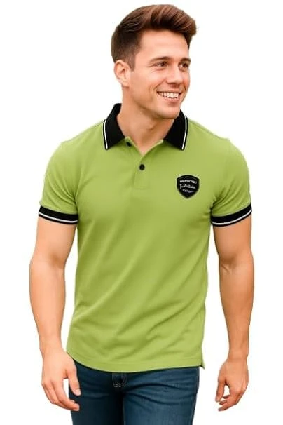 Talitha Fashion Classic Polo Shirt, Men's Cotton Rich Solid Polo Tshirt | Collar Tshirts | Half Sleeves | Plain-Regular Fit, Casual Wear Color Light Green
