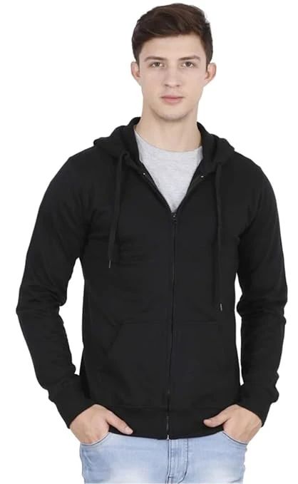 Talitha Fashion Classic Full-Zip Hooded Sweatshirt, Lavender, Cotton Blend, Casual Athletic Wear with Front Pockets Color Black