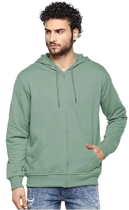 Talitha Fashion Classic Full-Zip Hooded Sweatshirt, Lavender, Cotton Blend, Casual Athletic Wear with Front Pockets Color Matt Green