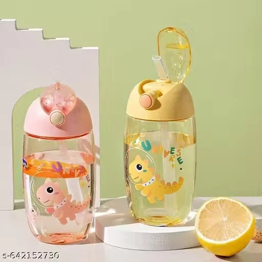 x pulse Cute Dinosaur Pattern Drink Water Bottles 600 ml Water Bottle (Set of 2, Multicolor)