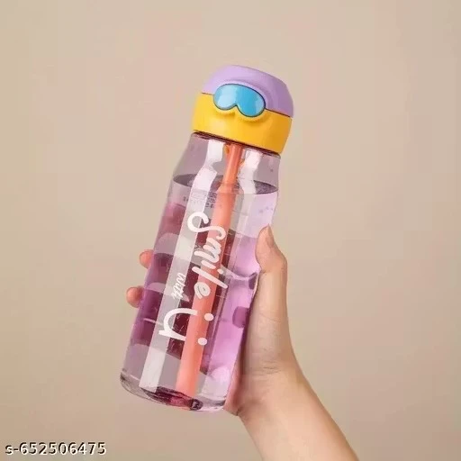Transparent Water Bottle Durable Leakproof and Portable Water Bottle With Rope for On-The-Go Hydration BPA-Free 600ML (SET OF 1 ,MULTICOLOR)