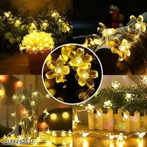 X Pulse 14 Flower LED Made in India Silicon Flower Curtain String Window Festival Lights Indoor Outdoor Home Decoration Series for Diwali, Christmas, Wedding, Party, Home( 3 Meter, Warm White)