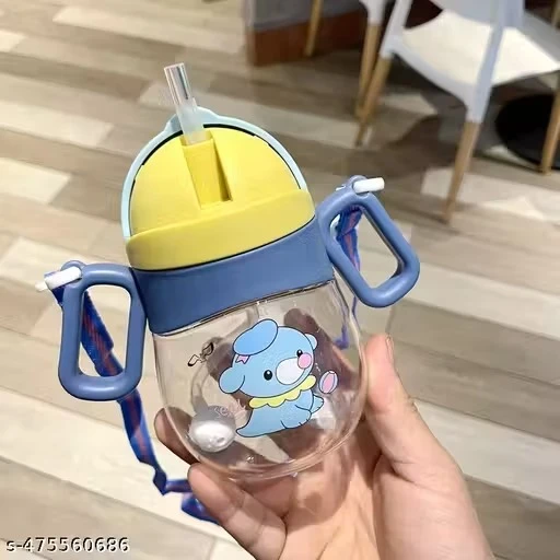 GreenFinch kids Drinking Water Bottles / Character Motifs / Cute Characters 360 ml Water Bottle (Set of 1, Multicolor)