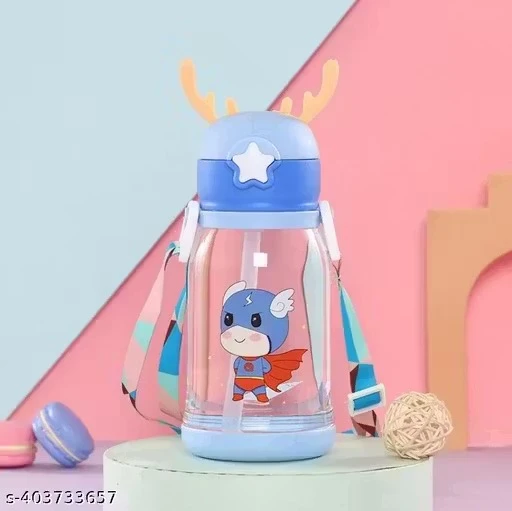 X Pulse Water Bottle for Kids, Cute Design Water Bottle with Sipper, Sipper Bottle for Kids -Anti-Leak Kids Cartoon Water Bottle for Kids - 600 ML (Pack of 1, Multicolor)