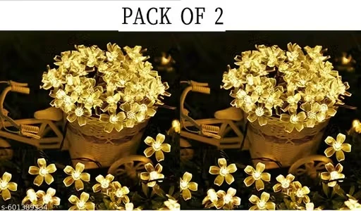 Flower String Lights for Home Decoration Diwali, Janmashthami Light for Party, Birthday, Christmas Navratri Valentine (Pack of 2, Warm White)