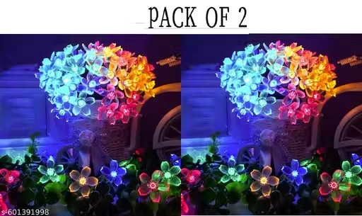 Silicone Flower Fairy String Lights, 14 LED 3 Meter Series Lights for Festival Home Decoration, Indoor Outdoor (Multicolor, Pack of 2 ,)