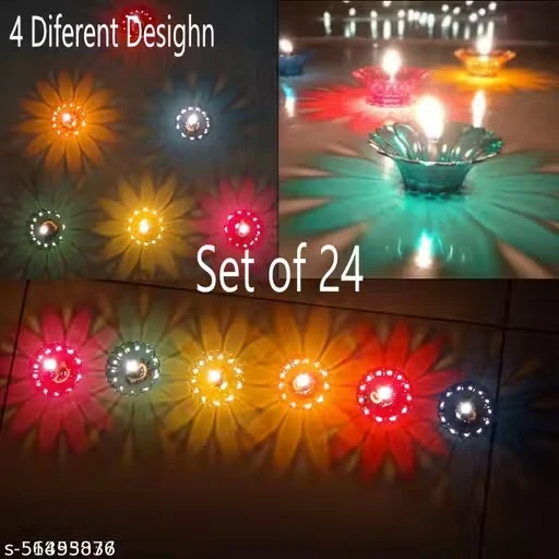 X Pulse 24 Designer Transparent, Special & Reusable Diya Deepak, Colourful Reflection Diya Combo, Sai Diya Deepak, Sai Ram Deepak, Decorative Diwali Deepak, Oil Diye for Decoration,Plastic