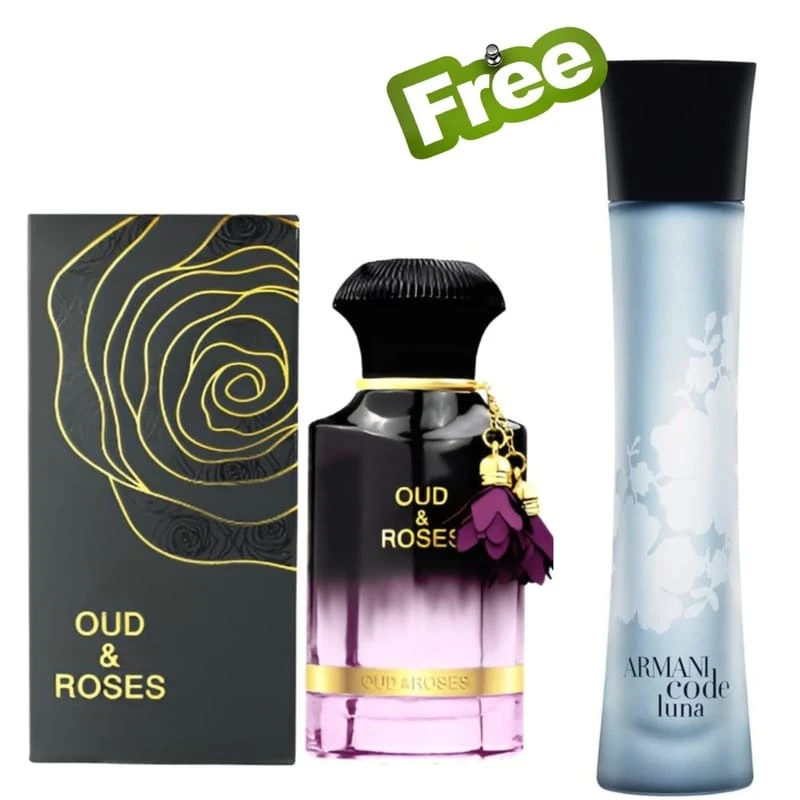 Ahmed Al Maghribi Oud and Roses 60ml EDP with Free Armani Code Luna 75ml EDP – Luxury Perfume Set