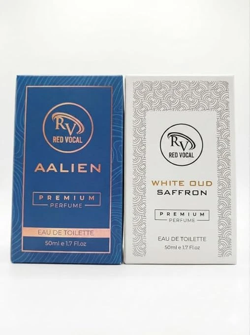 RED VOCAL | Aalien & White Oud Saffron Premium Perfume Set | Unisex Eau De Toilette | 2 x 50 ml Premium Fragrance | Perfume for Men & Women