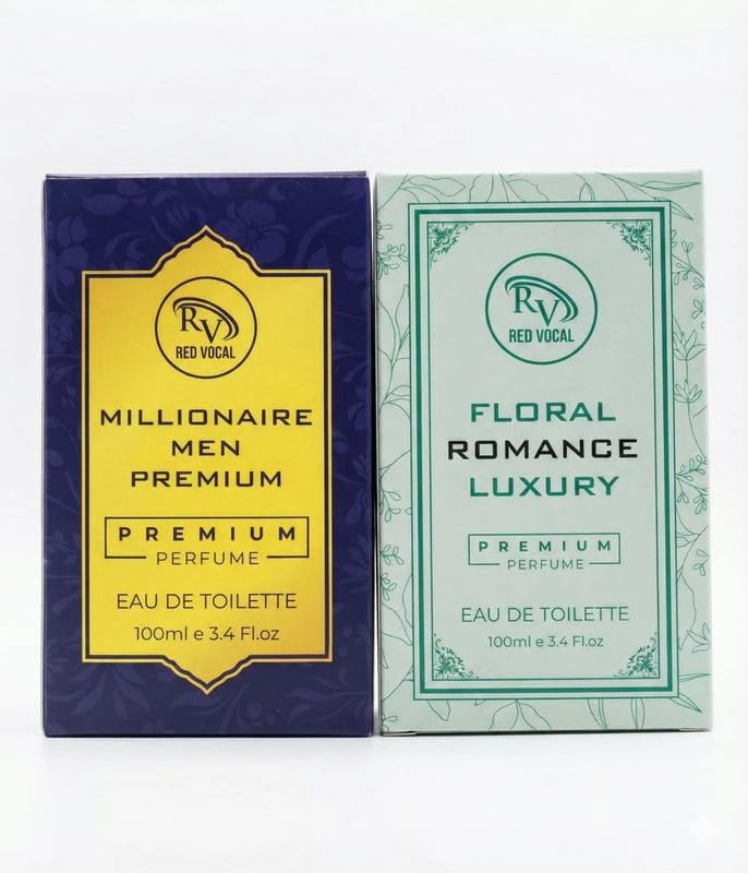 RED VOCAL | Millionaire Men Premium & Floral Romance luxury Perfume Set For Women | Long-Lasting Premium Eau De Toilette | 2×100 ml Gift Combo Perfume for Men and Women