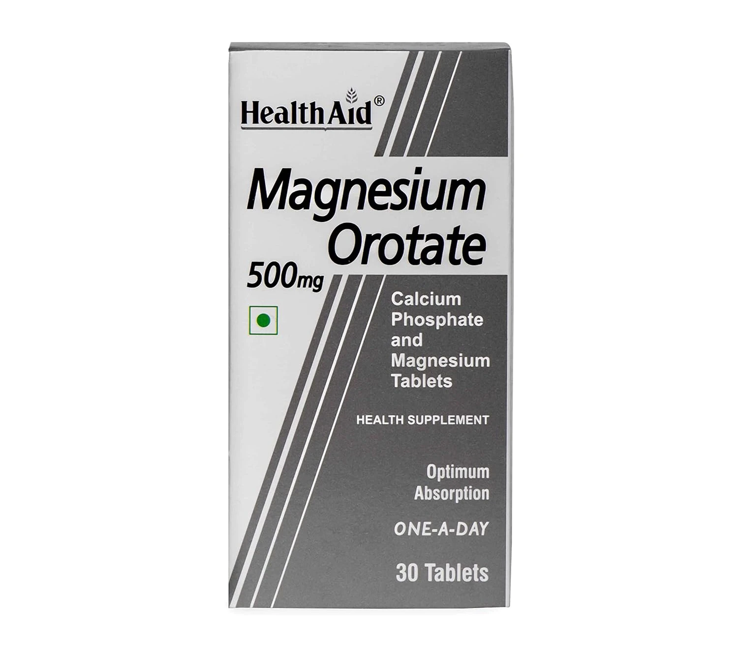 Health Aid Healthaid Magnesium Orotate - 30 Vegetarian Tablets|Superior Absorption Formula|Magnesium Supplement For Healthy Bones, Teeth, Nerve System |Yeast&Gluten Free