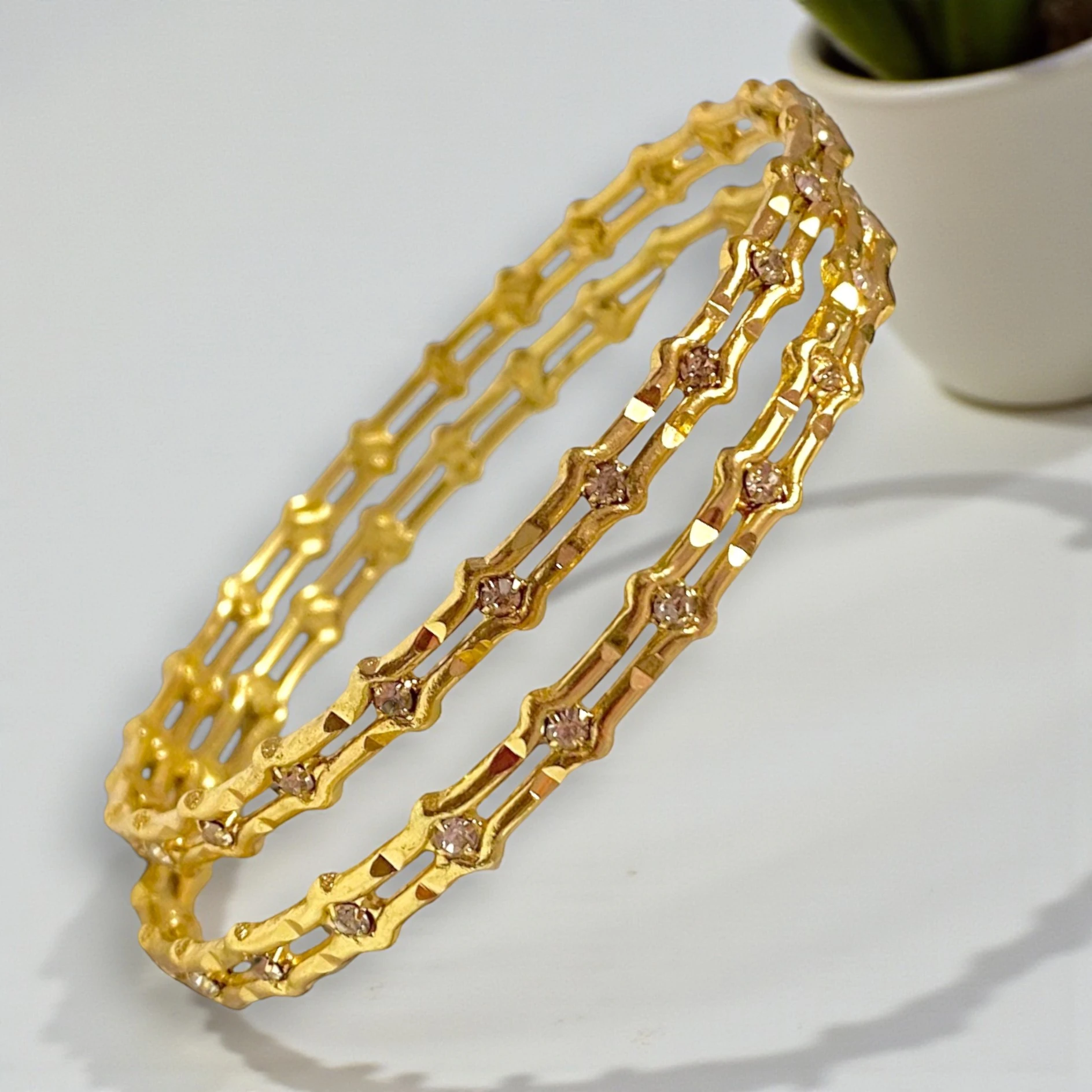 Traditional Yet Trendy Gold-Plated Bangles for Festive Wear