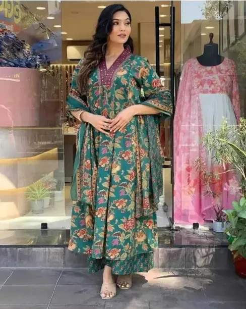 Women Viscose Rayon Kurta Palazzo Dupatta Set