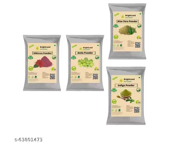 Brightland Combo of hair care 50gm Hibiscus powder , 50gm Amla powder , 50gm Alovera powder 50gm Indigo powder