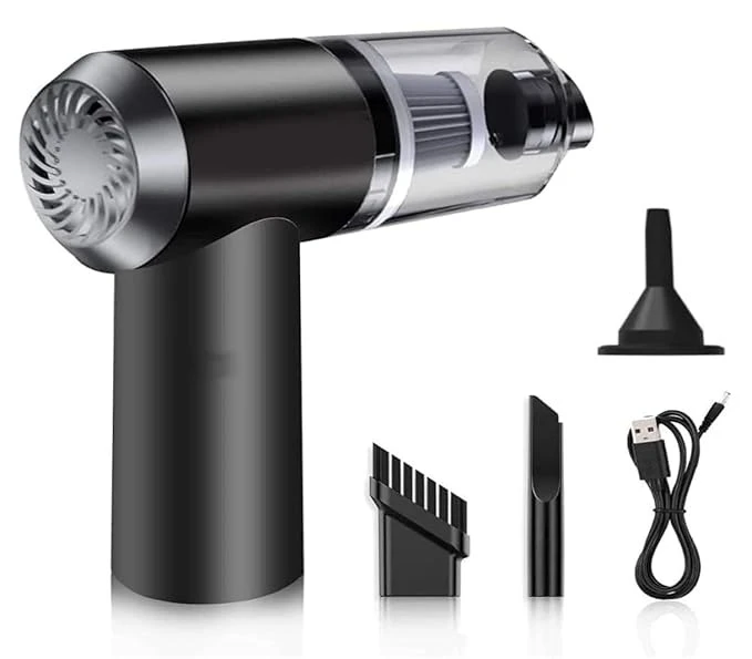 Portable Car Vacuum Cleaner | 3 in 1 Rechargeable Wireless Handheld Vacuum with Blower for Car Interior Cleaning | Powerful Suction, Lightweight, Easy to Use for Home & Travel