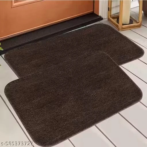 Pack of 2 Brown Latex Doormats | Anti-Slip & Washable | Durable Mats for Home Entrance & Bathroom.