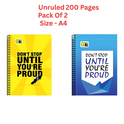 A4 size Unruled spiral notebook || set of 2 || 400 pages || 2x200 pages each notebook || Best for Student and Artist