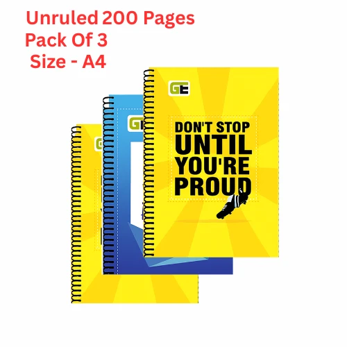 A4 size Unruled spiral notebook || set of 3 || 600 pages || 3x200 pages each notebook || Best for Student and Artist