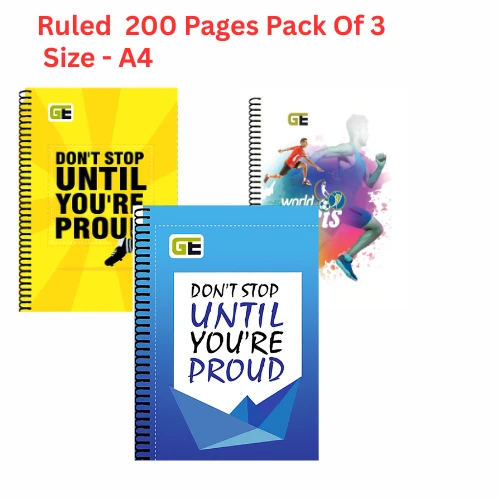 A4 size Ruled spiral notebook || set of 3 || 600 pages || 3x200 pages each notebook || Best for Student and Artist