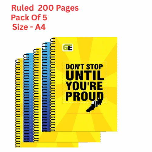 A4 size Ruled spiral notebook || set of 5 || 1000 pages || 5x200 pages each notebook || Best for Student and Artist