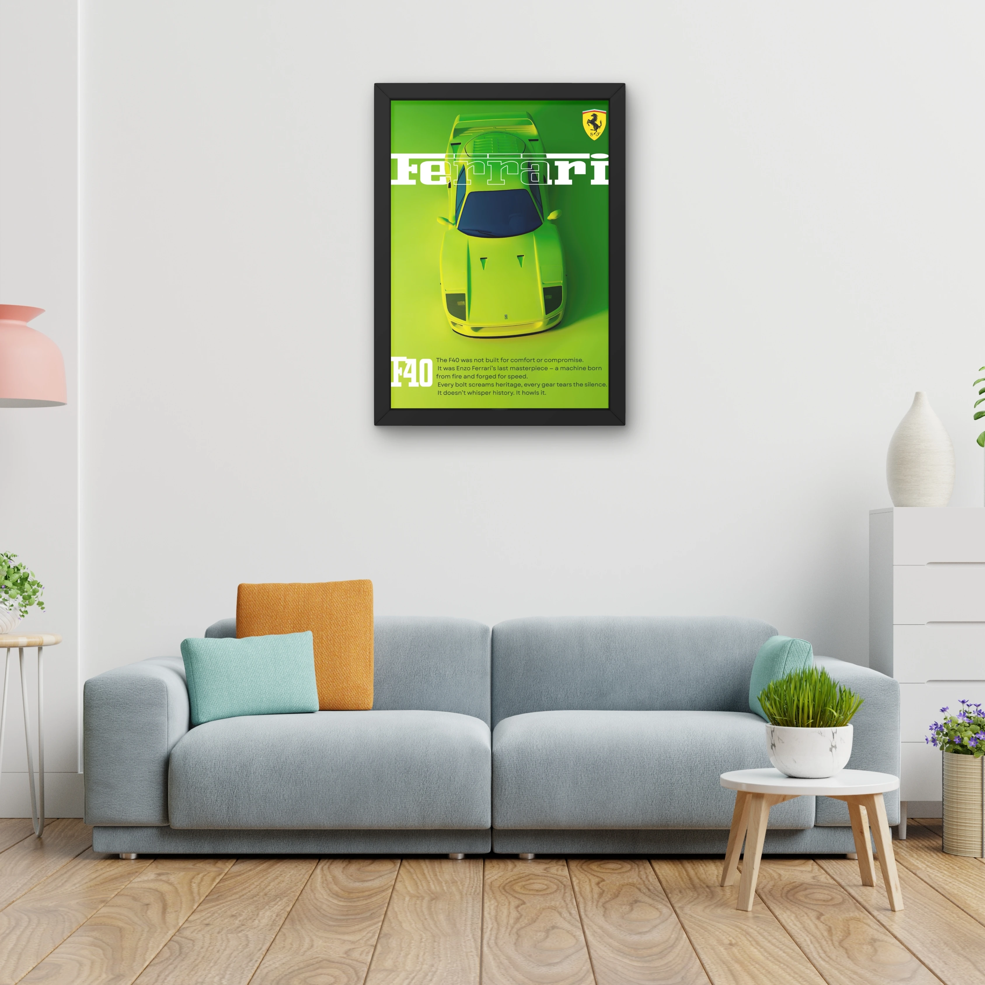 VK Craft Creations Car Framed Poster, Cars Theme, Digital Reprint, 12 x 9 inch, Gift for Boys Room, Pack of 1 (Style 02)