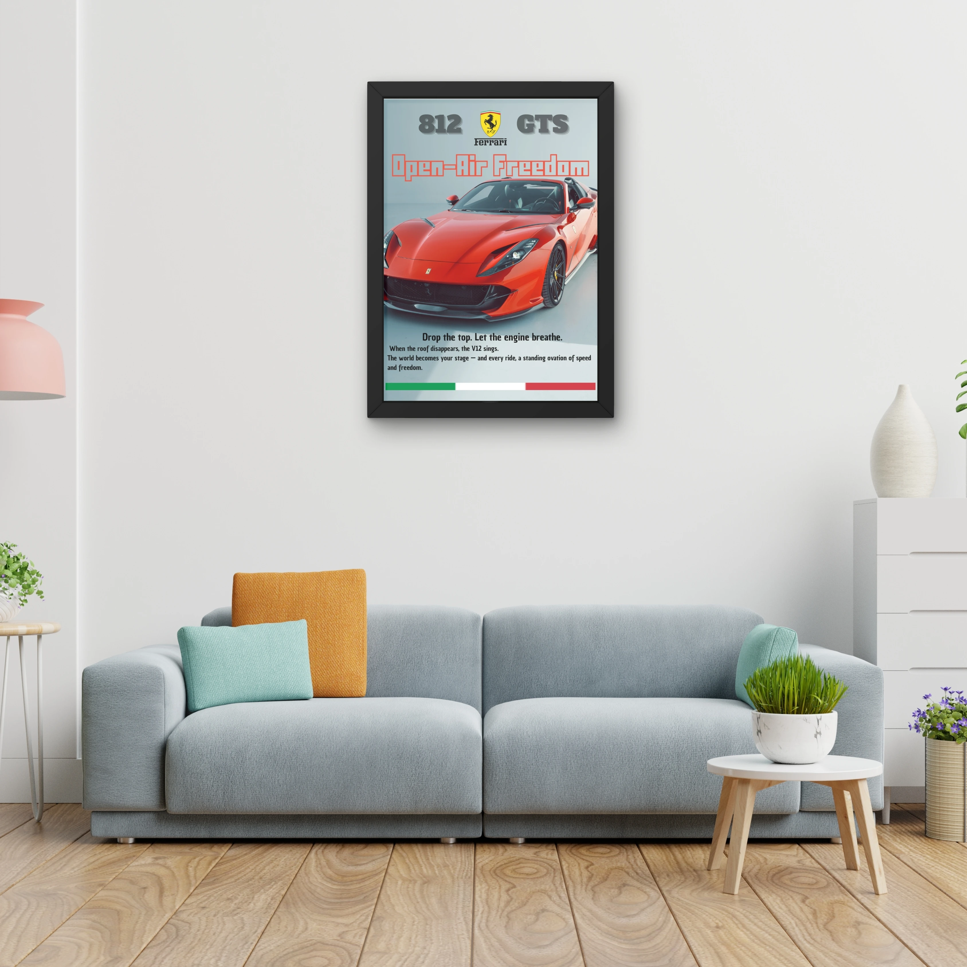 VK Craft Creations Car Framed Poster, Cars Theme, Digital Reprint, 12 x 9 inch, Gift for Boys Room, Pack of 1 (Style 11)